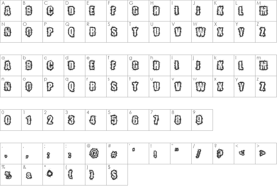 ZOMBIFIED font character map preview