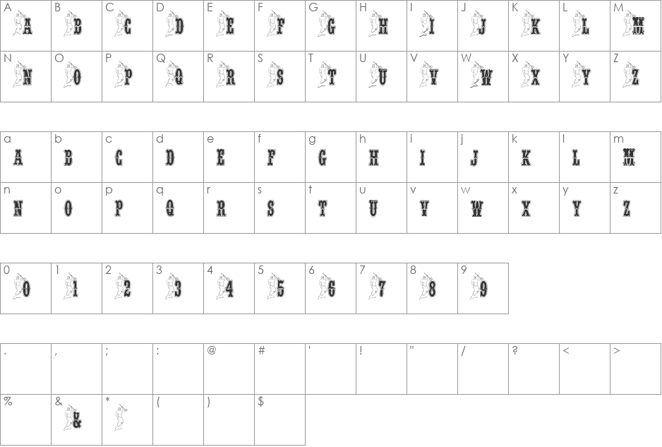 BJF Merman font character map preview