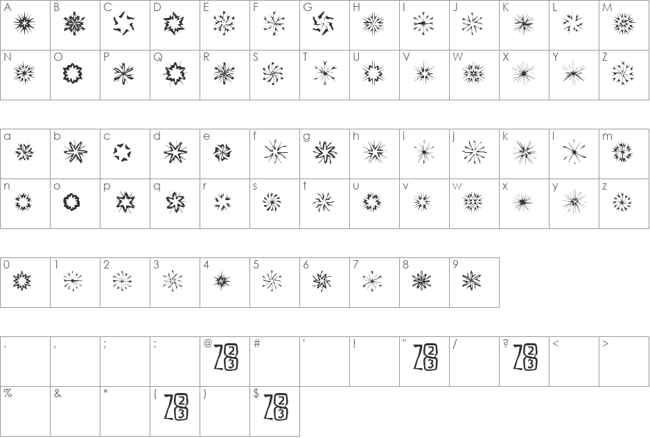 Zone23_foopy5 font character map preview