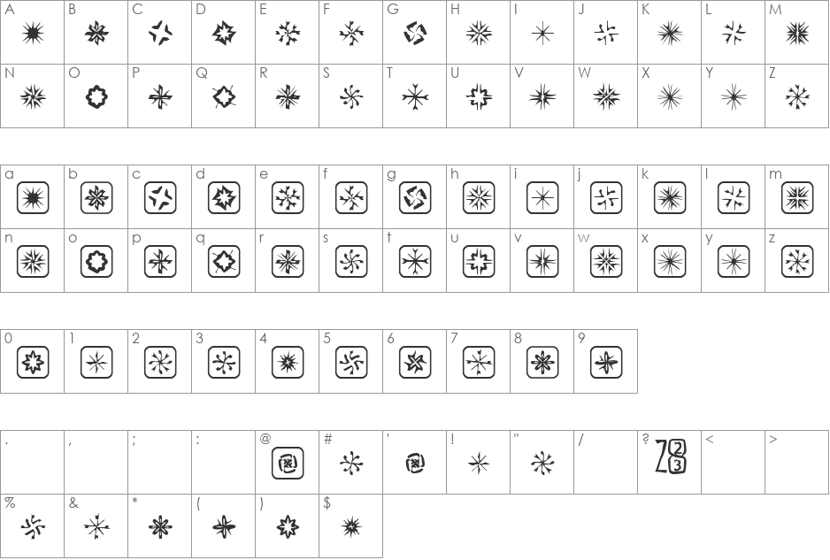 Zone23_foopy7 font character map preview