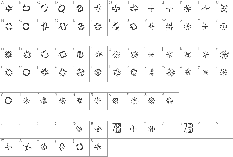 Zone23_foopy8 font character map preview