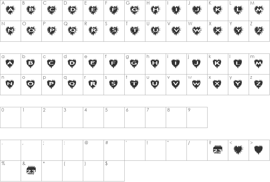 Zone23_Two Kinds of Love font character map preview