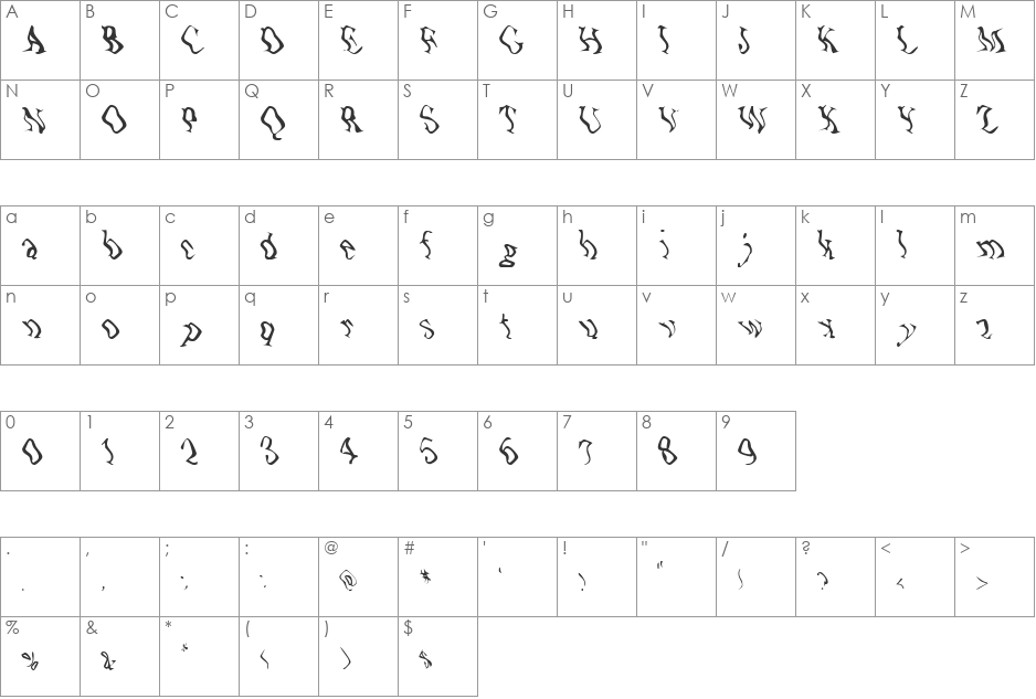 Zone23_UnderWater font character map preview
