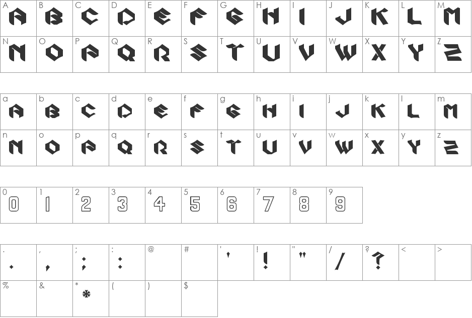 Zook font character map preview