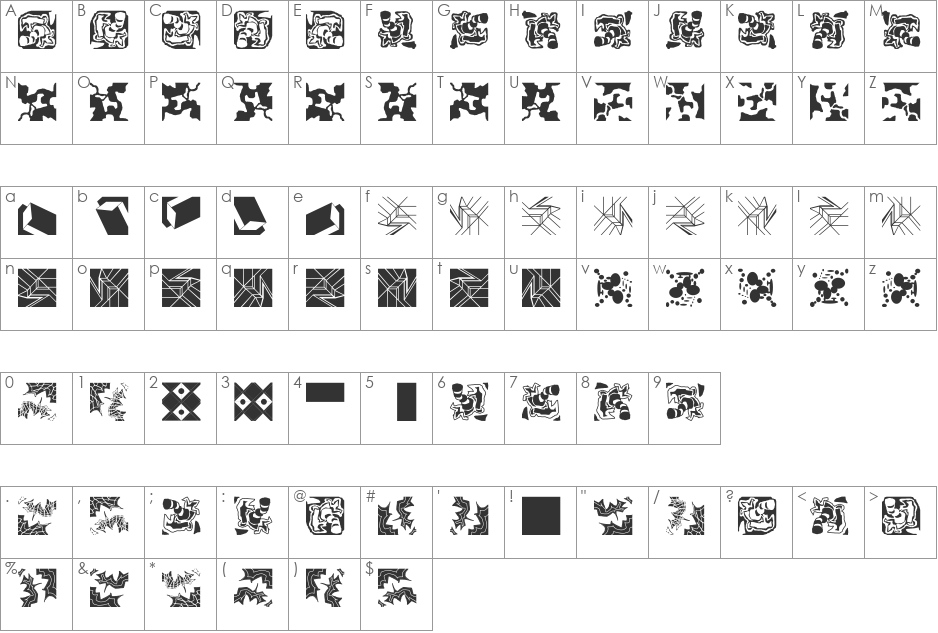 bk1 font character map preview