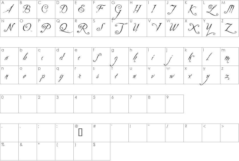 Zothique Demo font character map preview