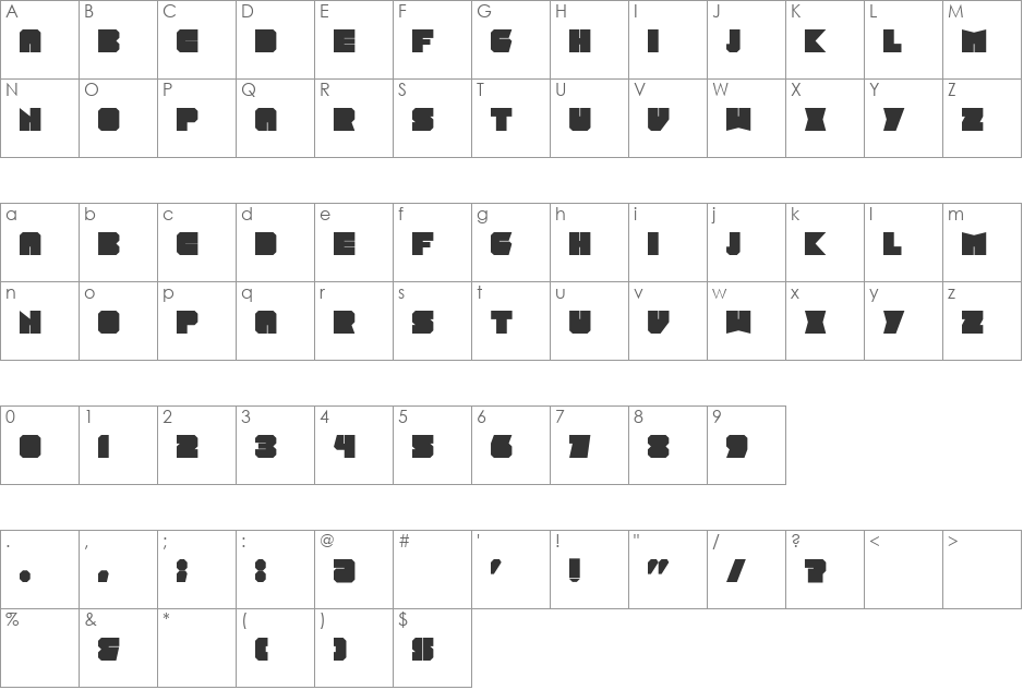 Zsir font character map preview