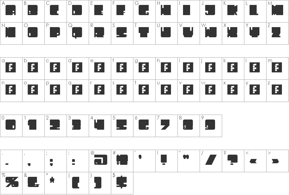 ztarsky eYe/FS font character map preview