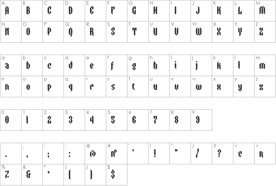 ztorm eYe/FS font character map preview
