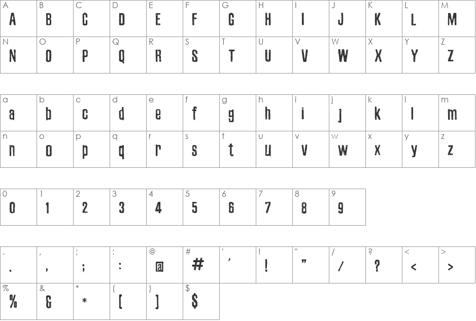 Zubajda Dt font character map preview