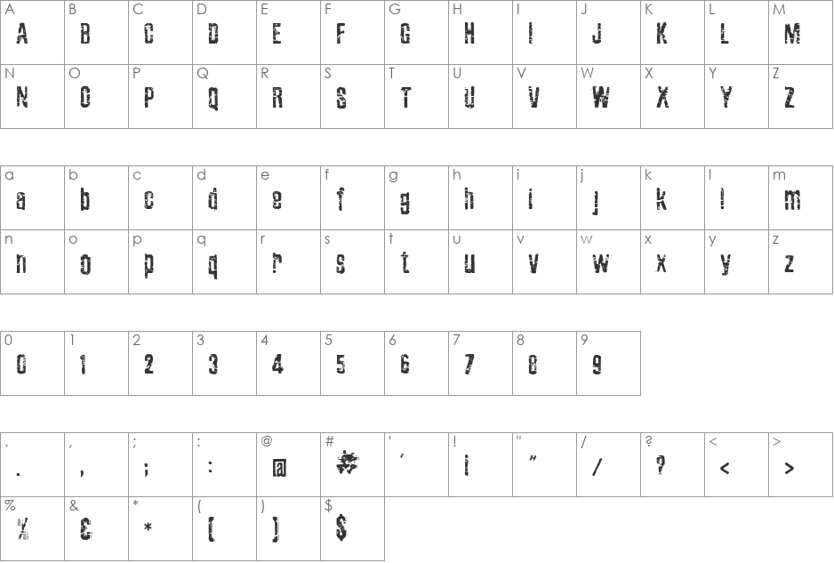 Zubajda Str font character map preview