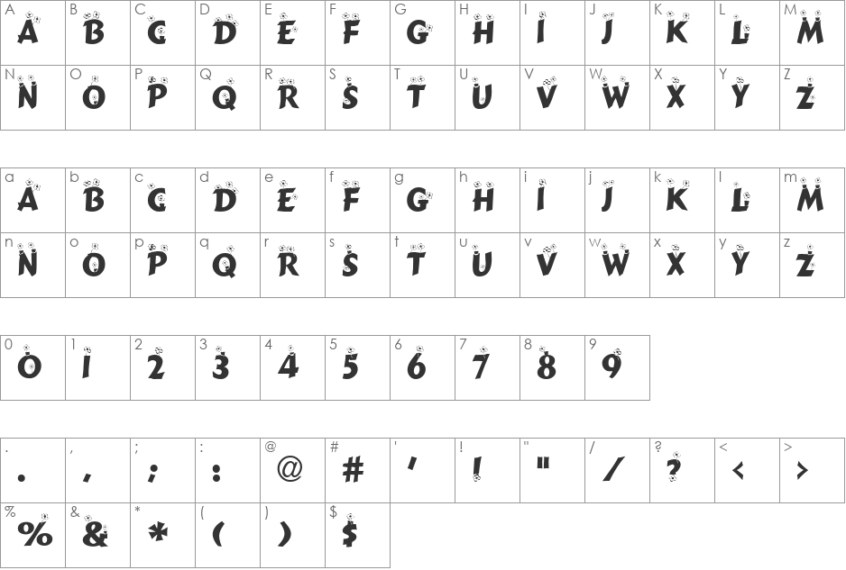 Bl*mchen DB font character map preview