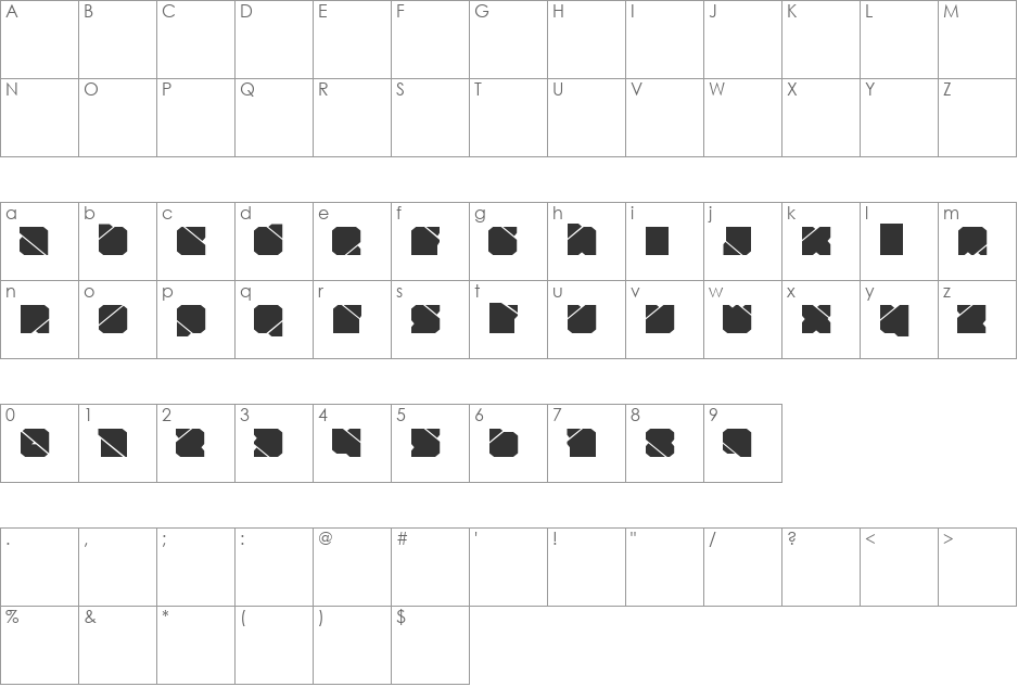Zuber tech font character map preview