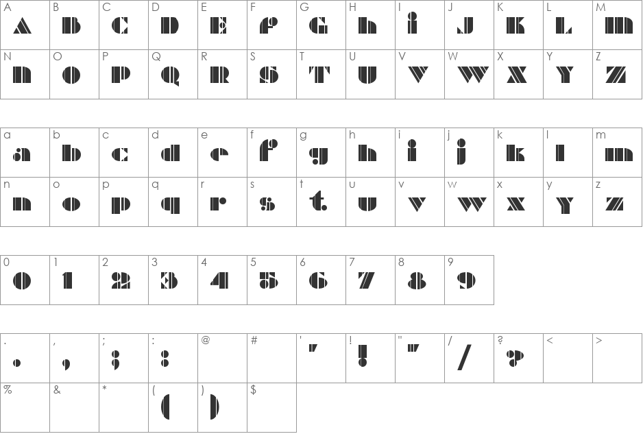 ZuiderZeeNF font character map preview