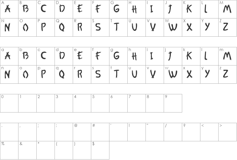 Zulm Cool font character map preview