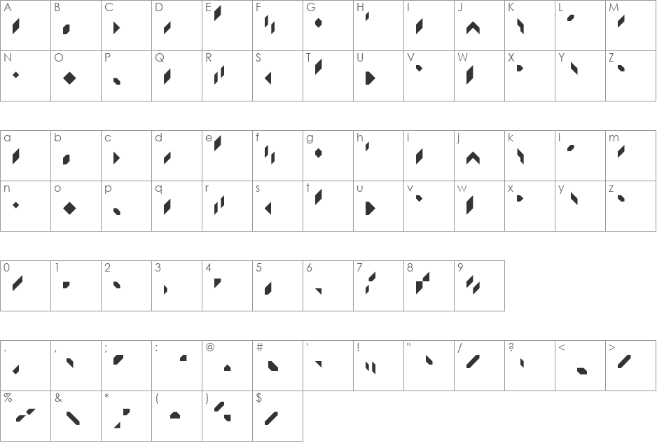 zuptype_SIM font character map preview