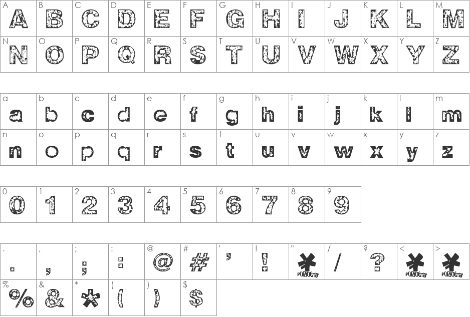 ZWISDOM font character map preview