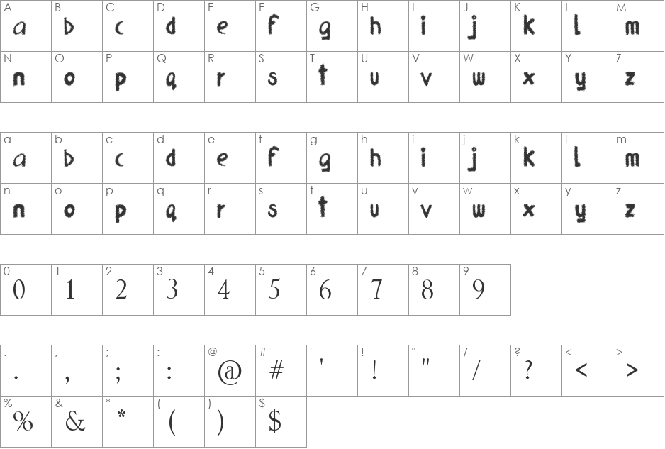 blabb font character map preview