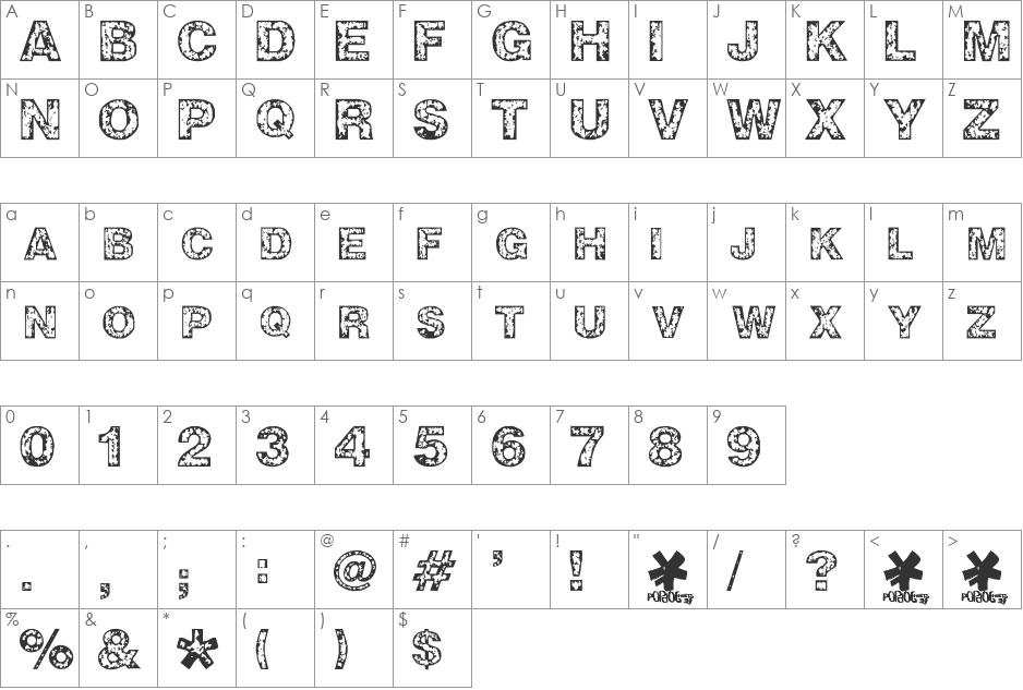 ZWISDOM font character map preview
