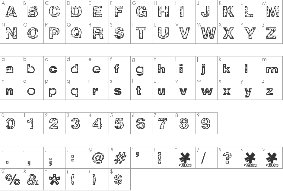 ZWISDOMZ font character map preview