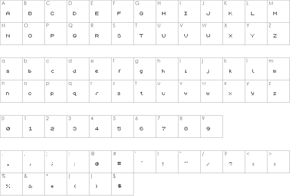 ZX Spectrum-7 font character map preview