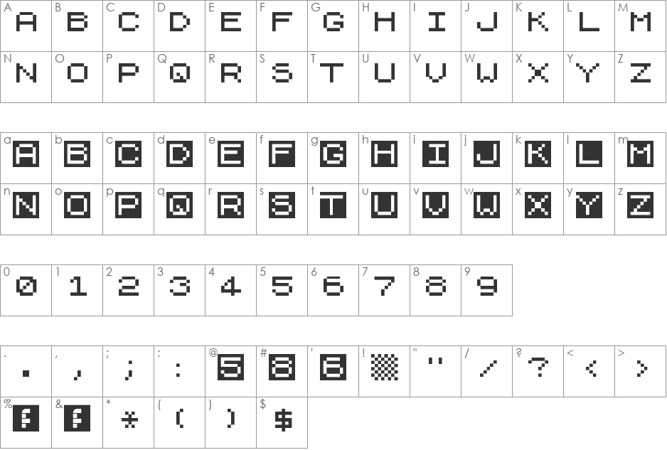 ZX81 VDU font character map preview