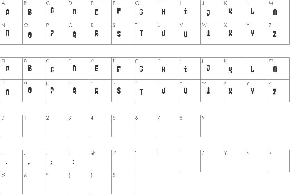 ZyberBob font character map preview