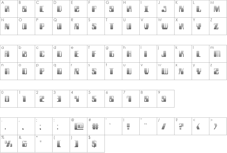 Zyborgs Gradient font character map preview
