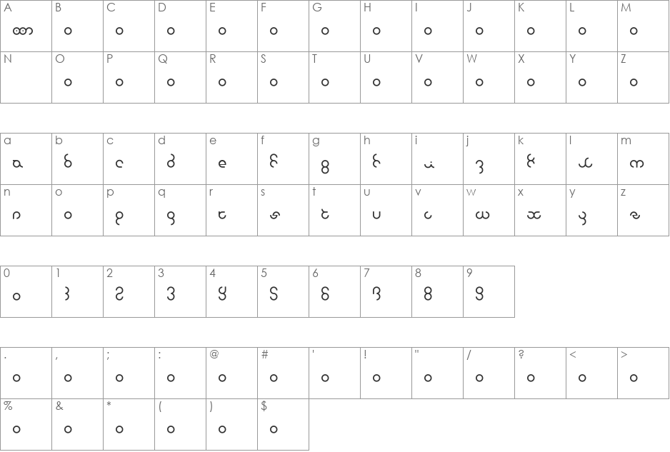 Z_metalflame font character map preview