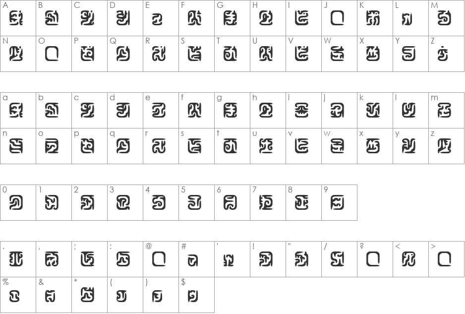 Z_tUBBA font character map preview