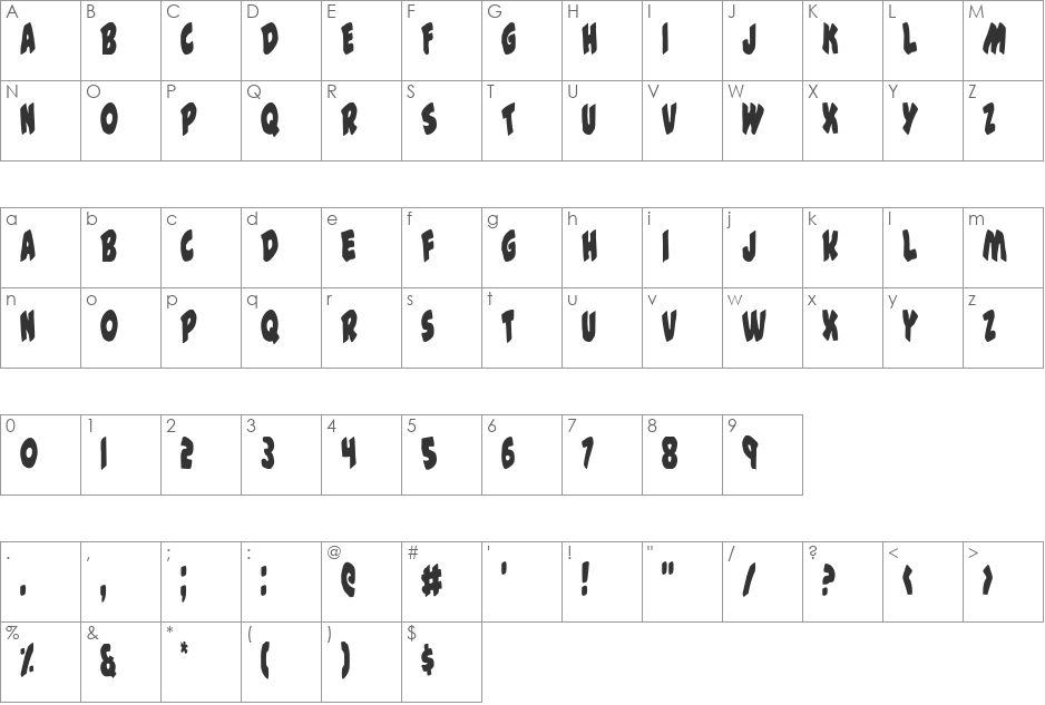 #44 Font Condensed font character map preview