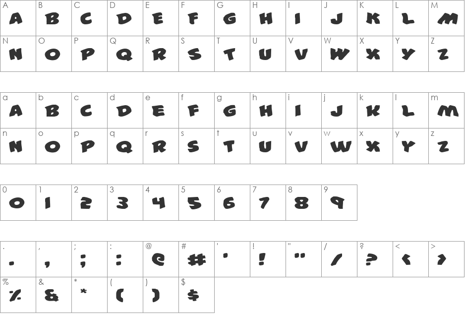 #44 Font Expanded font character map preview