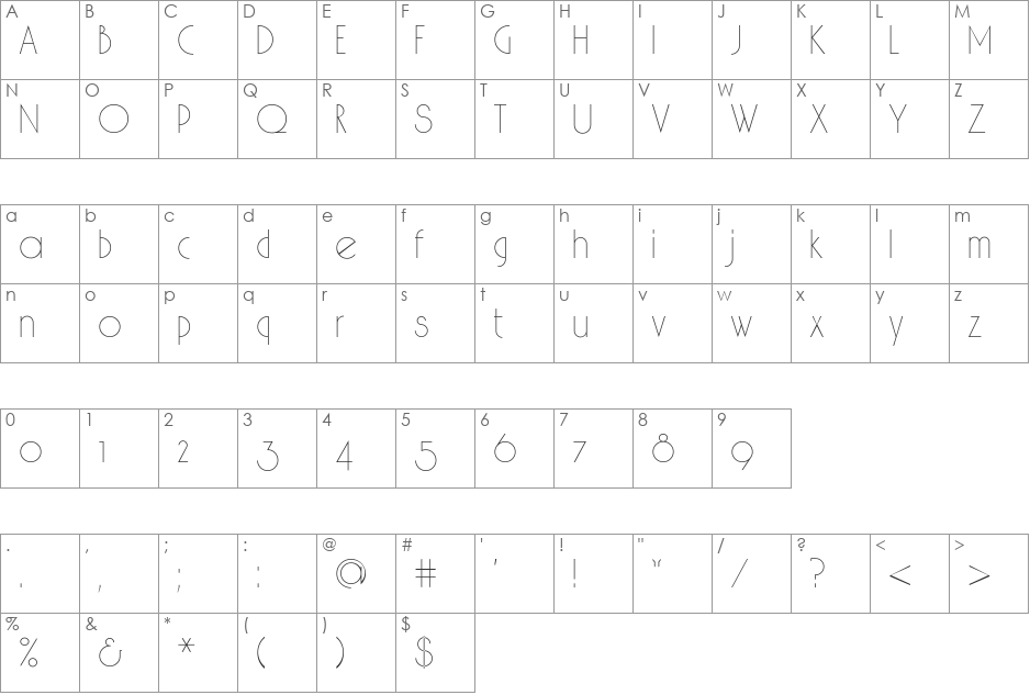 -1 font character map preview