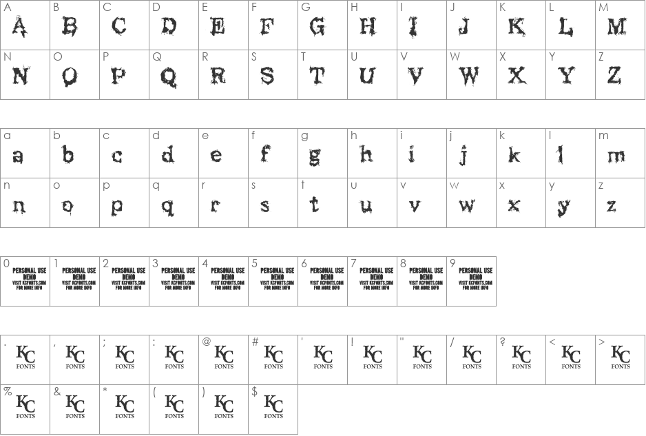 Black Asylum font character map preview