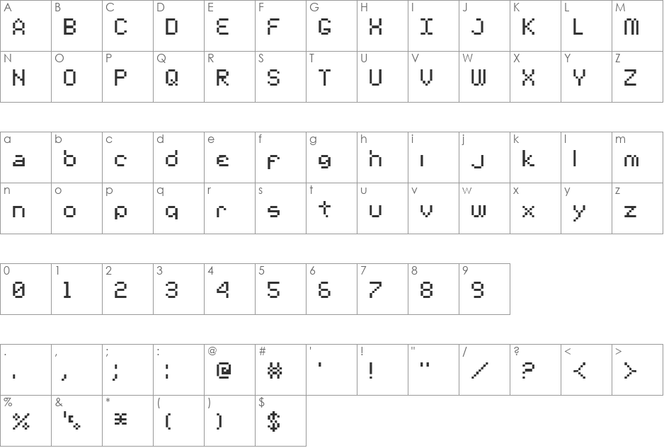 00 Starmap Truetype font character map preview