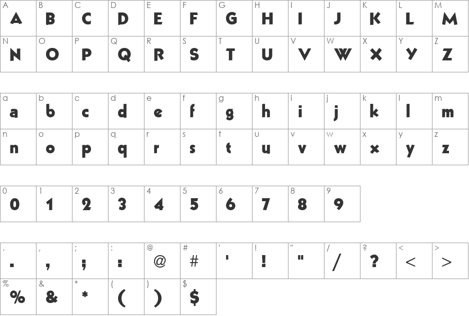 Black Bear font character map preview