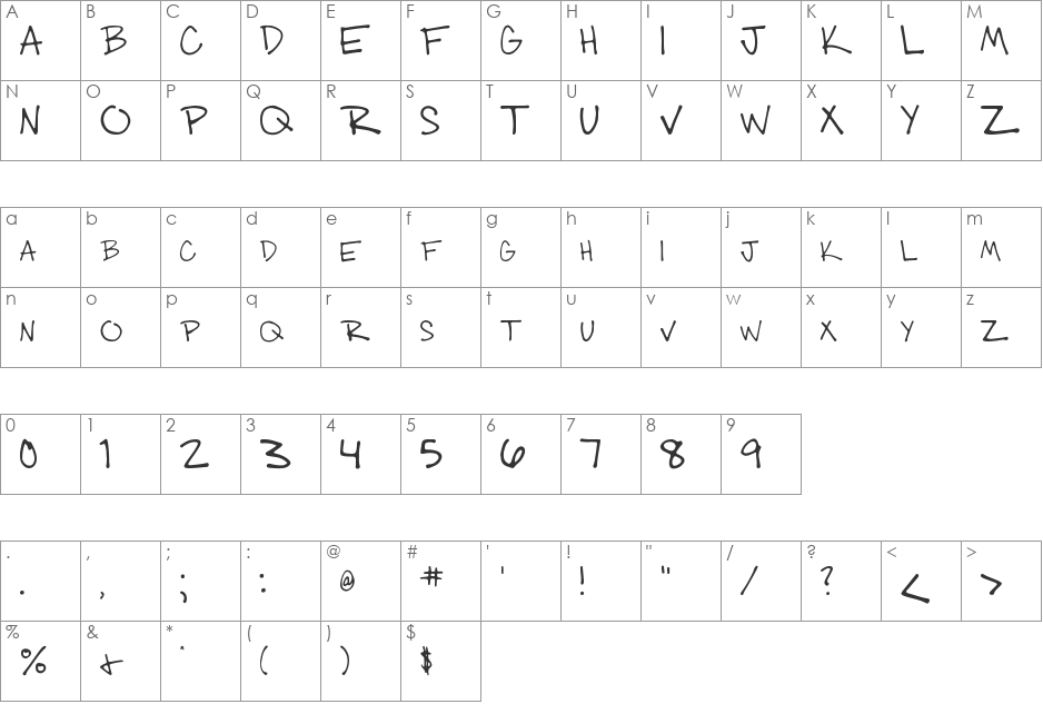 003 Engineer's Hand font character map preview