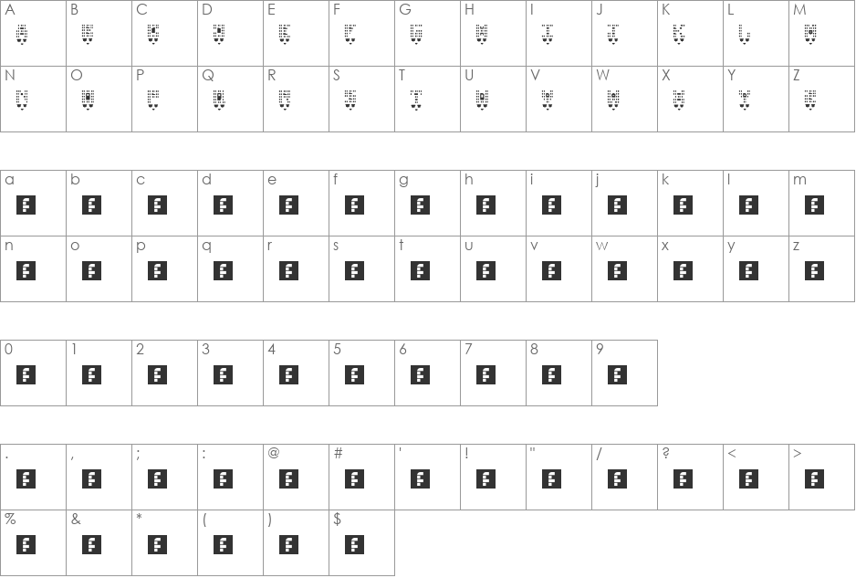 00ne Chaplin Cybernetic Brains font character map preview