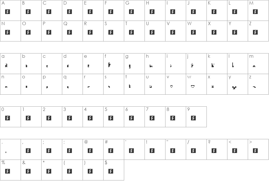 00ne Exagg font character map preview