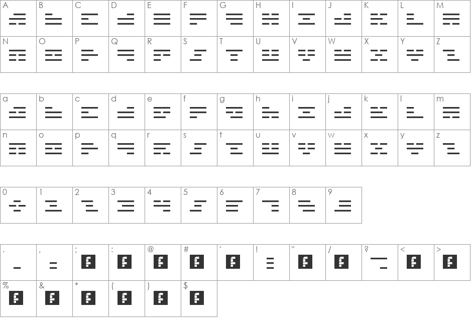 00ne False I-Ching font character map preview