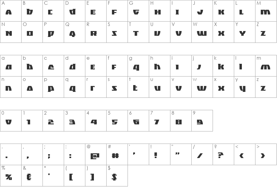 Black Bishop Condensed font character map preview