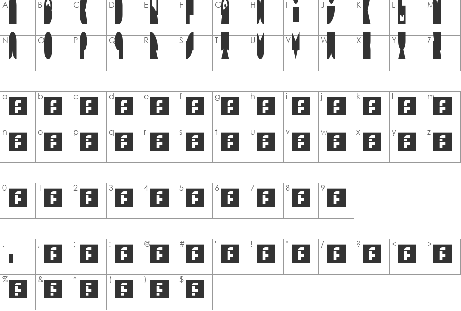 00ne Minix Art Deco font character map preview