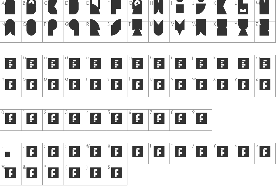 00ne Minix Art Deco 2 font character map preview