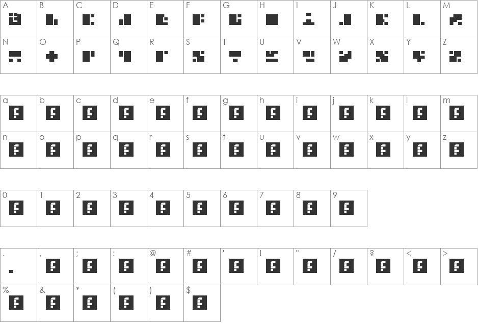 00ne Neuro Neoq font character map preview