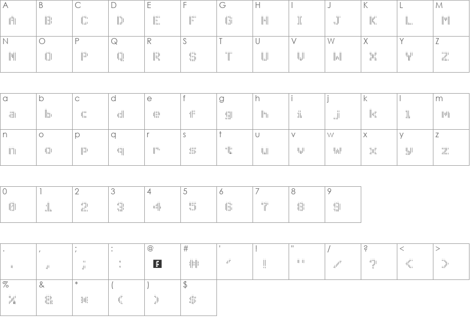 00ne Neurocommodore 2 (for TomoAlien) font character map preview