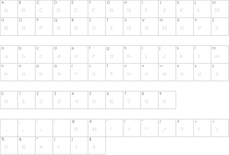 00ne Neuropearl (for TomoAlien) font character map preview