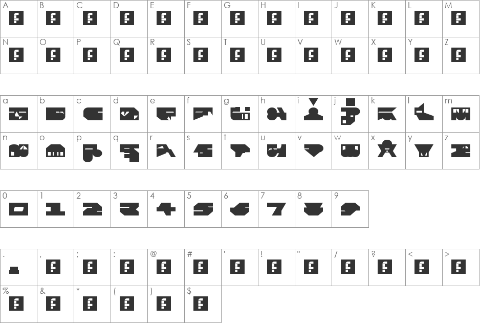 00ne New Toy font character map preview