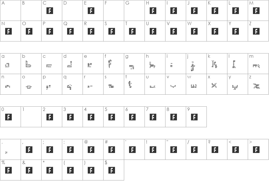 00ne Newbix No Way font character map preview