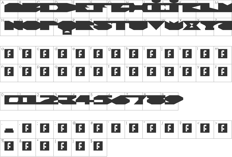 00ne Nutech BLACK font character map preview