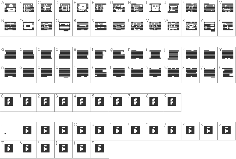 00ne Ram font character map preview